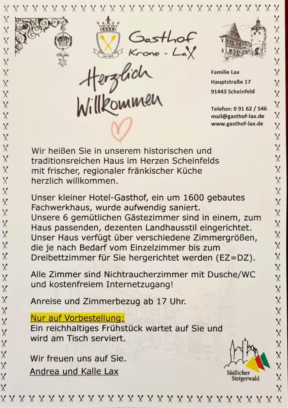 Hotel-Gasthof Krone-Lax Scheinfeld Exterior foto